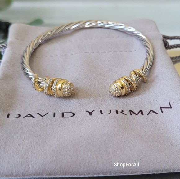 David Yurman Silver and Gold Cable Bracelet - Picture 9 of 13